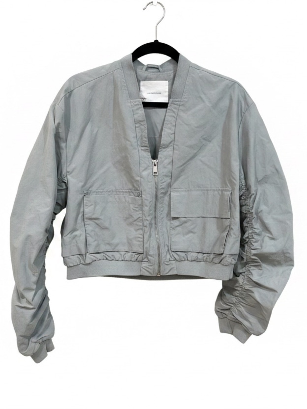 Anthropologie Gray Cropped Bomber Jacket - Picture 3 of 3